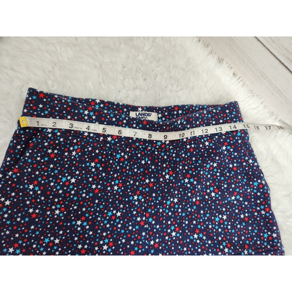Lands' End Women's Serious Sweats Multicolor‎ Star Print Red White Blue Short S - Picture 4 of 6